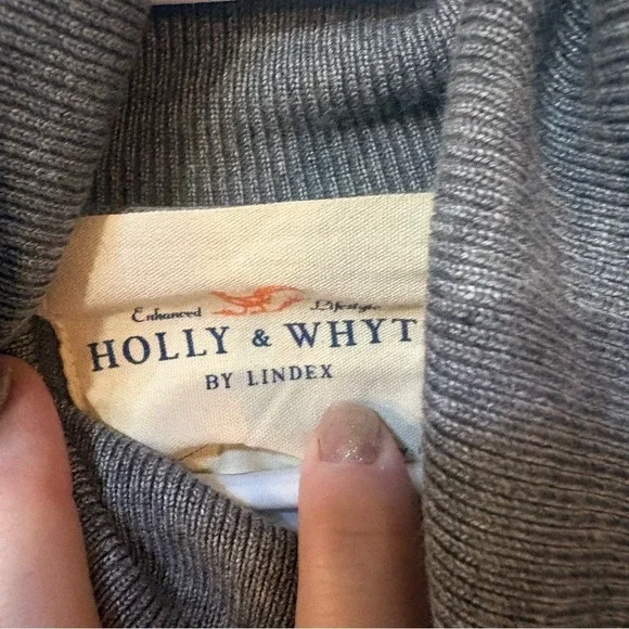 Holly & Whyte Lindex Gray Striped Long Sleeve Turtleneck Viscose Knit Top L - Picture 3 of 10